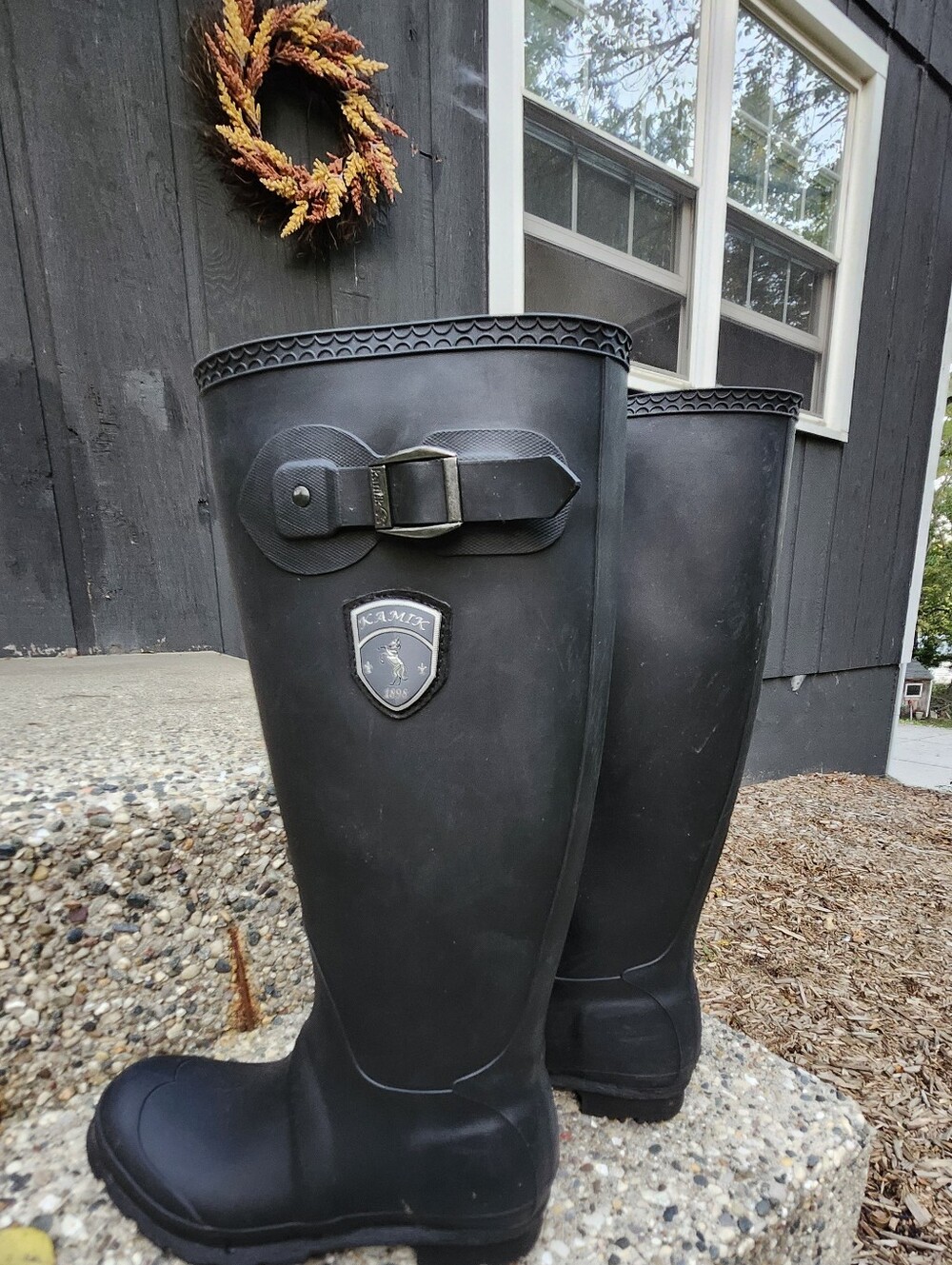 Kamik Jennifer Women's Size 7 Black Tall Rain Boots Waterproof Rubber Buckle